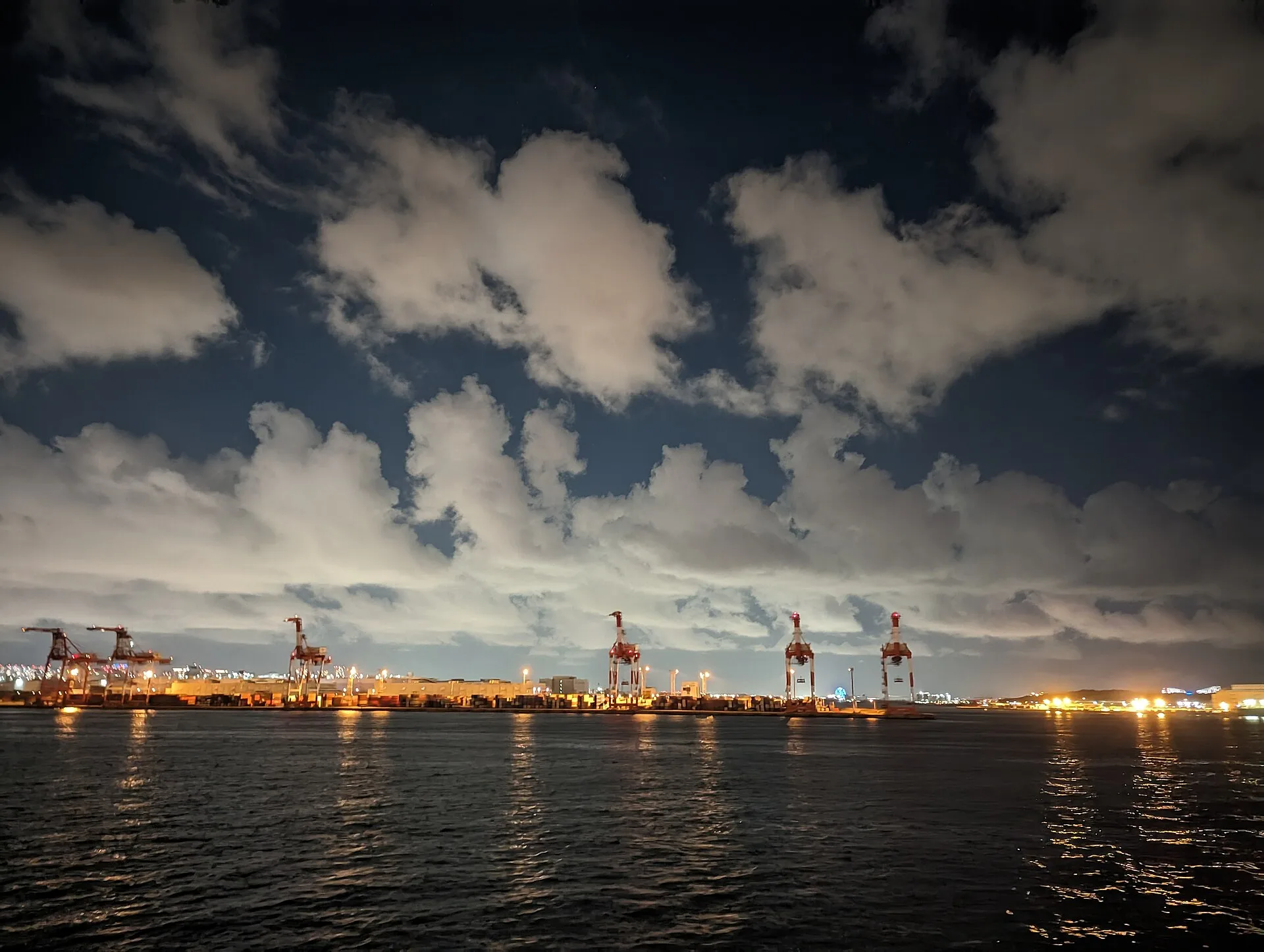 Container terminal at night